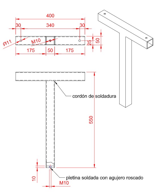 FIJACIÓN AL FORJADO EN T 950MM