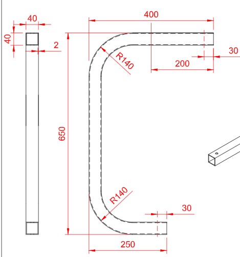 Fijación a forjado 650mm (curvado)