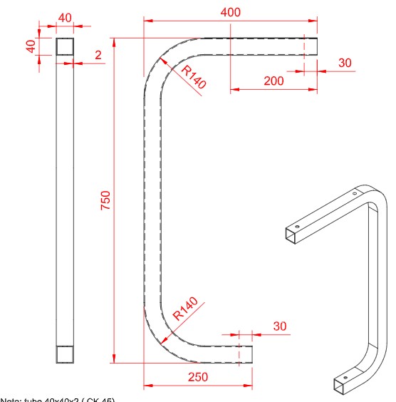 Fijación a forjado 750mm (curvado)