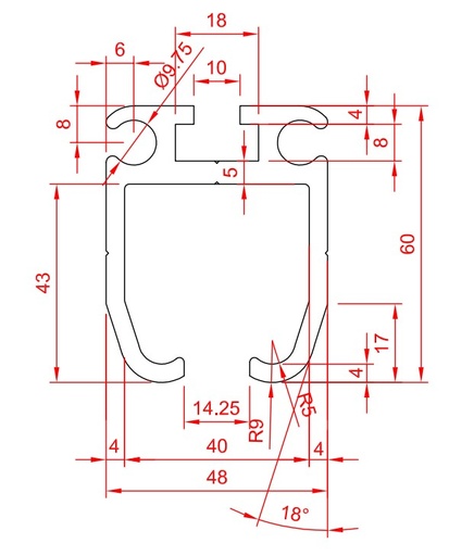 [H8/2 (60A260)] Rail 48 x 60mm (le mètre)