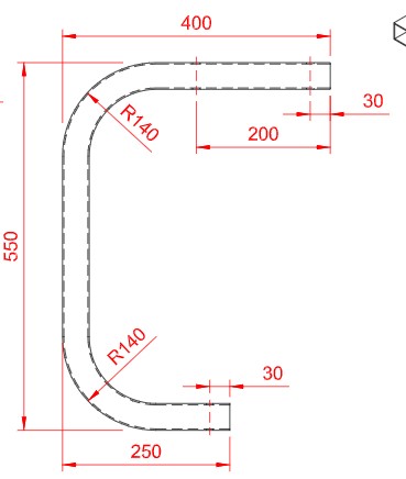[H8/7-55Z (60A370)] Fijación a forjado 550mm (curvado)