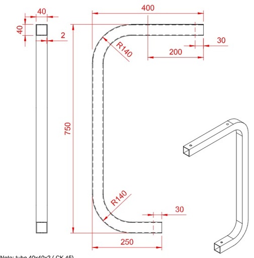 [H8/7-75Z (60A372)] Fijación a forjado 750mm (curvado)